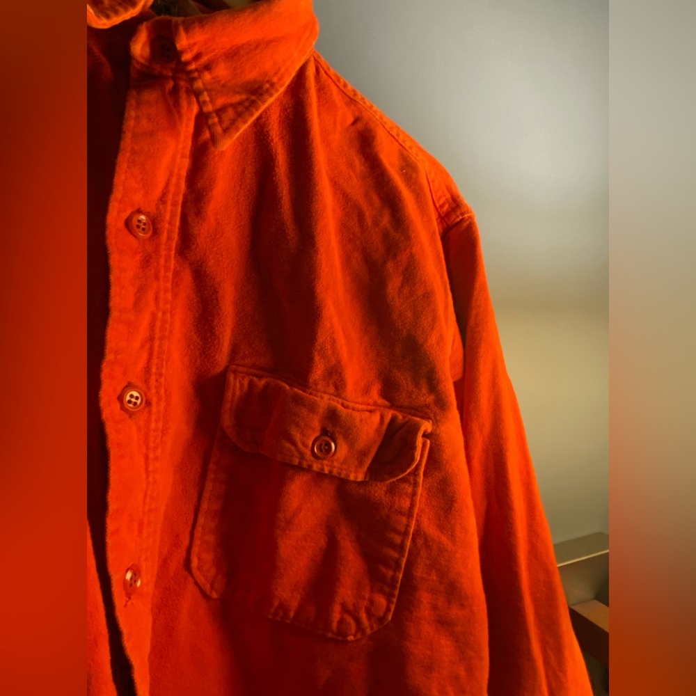 Woolrich vintage orange jacket wool button down thick cotton sz XL